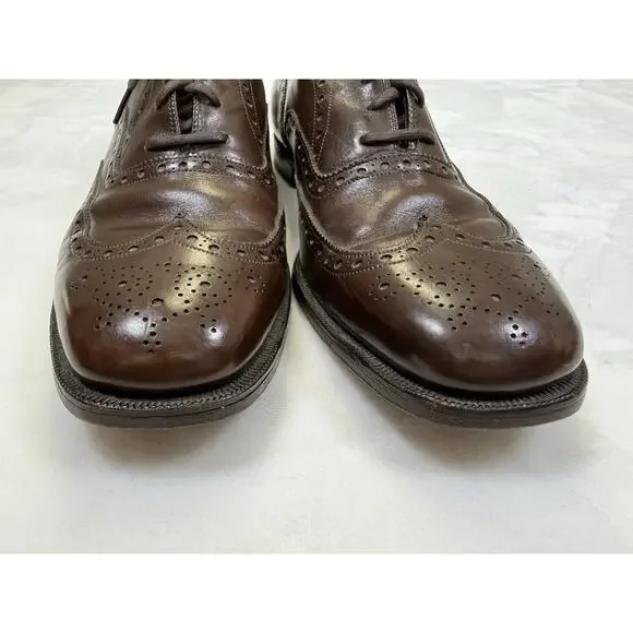 JOHNSTON & MURPHY ARISTOCRAFT Wingtip Brogue Shoe Men’s Sz 10 C/A Brown Lace VTG - Picture 5 of 10